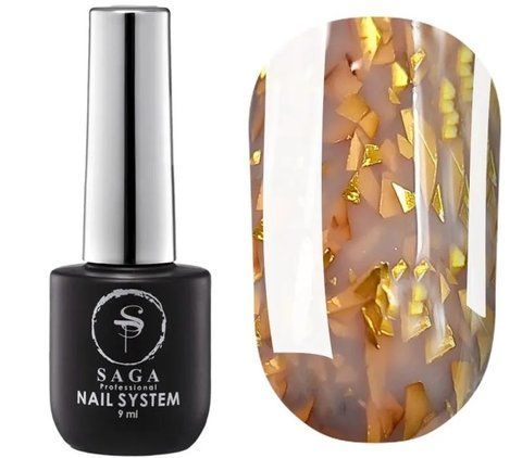 SAGA professional LEAF BASE 5 (світло-бежевий із золотою поталлю), 9 мл SAGA professional LEAF BASE 5 (світло-бежевий із золотою поталлю), 9 мл фото