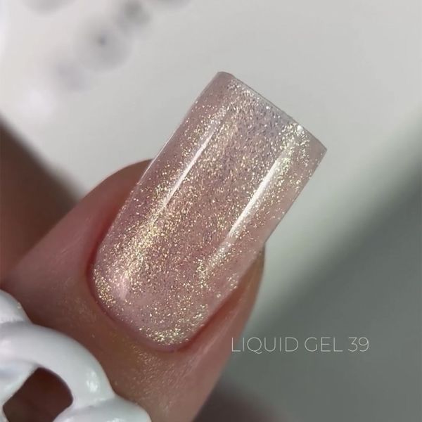 Рідкий гель Saga Professional Liquid Gel 39 персиково-рожевий з блискітками та шимером 15 мл  Рідкий гель Saga Professional Liquid Gel 39 персиково-рожевий з блискітками та шимером 15 мл  фото