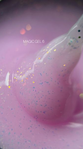 Гель для нарощування Saga Professional Magic Builder Gel 06. бузково-рожевий з пластівцями поталі. 15 мл  фото