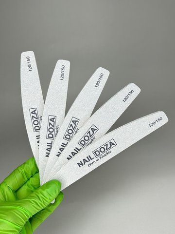 Сет багаторазових пилок NailDoza півмісяць 120/150 grit (15 шт.) Сет багаторазових пилок NailDoza півмісяць 120/150 grit (15 шт.) фото
