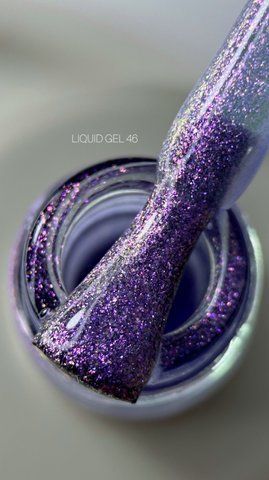 Рідкий гель Saga Professional Liquid Gel 46 бузково-фіолетовий з блискітками та шимером 15 мл  Рідкий гель Saga Professional Liquid Gel 46 бузково-фіолетовий з блискітками та шимером 15 мл  фото