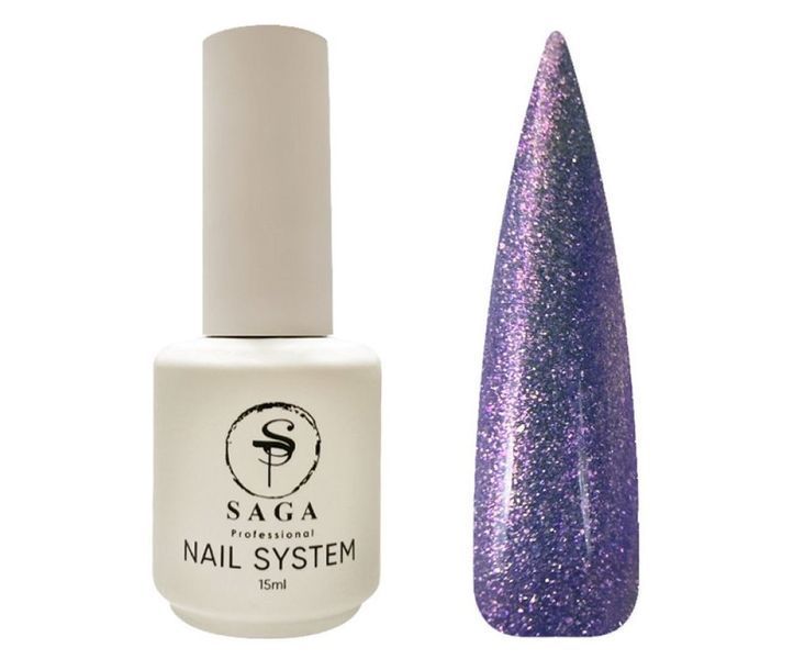 Saga Professional Liquid Gel 46 сиренево-фиолетовый с блестками и шимером 15 мл Рідкий гель Saga Professional Liquid Gel 46 бузково-фіолетовий з блискітками та шимером 15 мл  фото