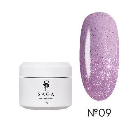 SAGA Professional гель для нарощування (Сага) Builder Night Gel світловідбиваючий світло-бузковий №09 15 мл SAGA Professional гель для нарощування (Сага) Builder Night Gel світловідбиваючий світло-бузковий №09 15 мл фото