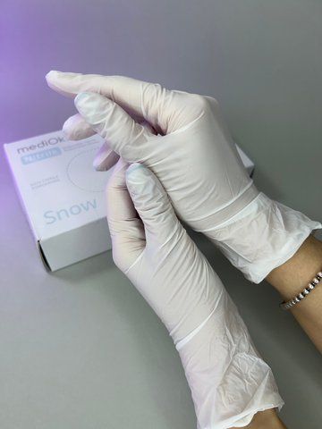Рукавички MediOk Snow Білі, неопудрені, текстуровані, розмір XS, 100 шт Рукавички MediOk Snow Білі, неопудрені, текстуровані, розмір S, 100 шт фото