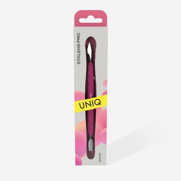 Лопатка маникюрна Staleks PRO Uniq Gummy 10 Type 3. округлений вузький пушер і топірець. силіконова ручка фото