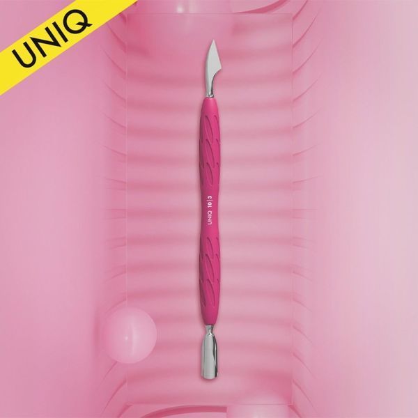 Лопатка маникюрна Staleks PRO Uniq Gummy 10 Type 3. округлений вузький пушер і топірець. силіконова ручка фото