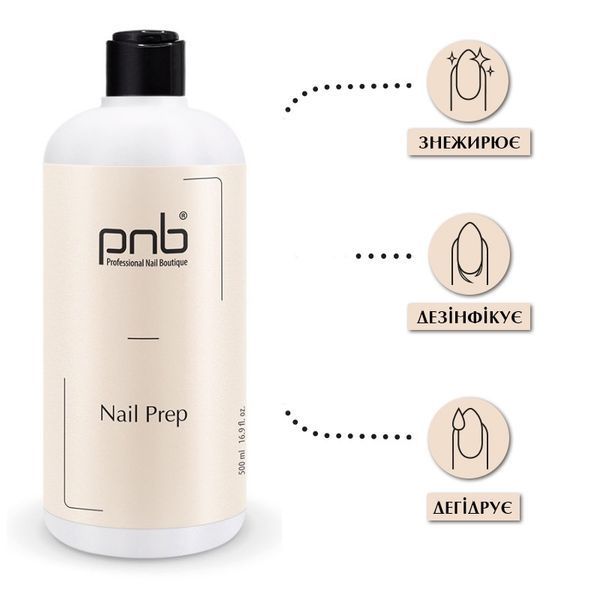 Nail Prep PNB 500 мл / Дезинфектор Засіб для зняття липкого шару PNB Gel Cleanser 500 мл  фото