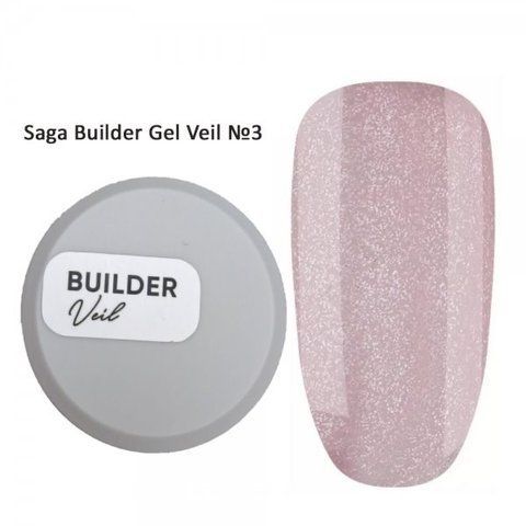 Гель для нарощування Saga Builder gel Veil №03, світло-рожевий з мікроблиском, 15 мл Гель для нарощування Saga Builder gel Veil №03, світло-рожевий з мікроблиском, 15 мл фото