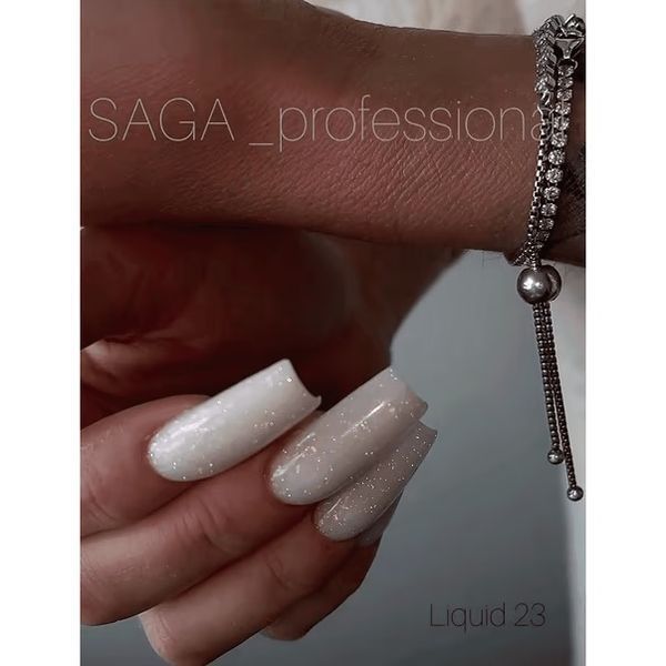 SAGA Professional LIQUID GEL №23 Гель для нарощування молочний 15 мл Рідкий гель Saga Professional Liquid Gel 23. напівпрозорий молочний з кольоровою слюдою. 15 мл  фото