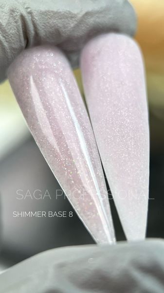 SAGA professional Shimmer Base New 8 (нюдово-сірий із шиммером), 15 мл фото