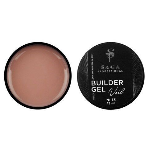 Гель для нарощування Saga Professional Builder Gel Veil 13. тілесно-рожевий. 15 мл Гель для нарощування Saga Professional Builder Gel Veil 13. тілесно-рожевий. 15 мл фото