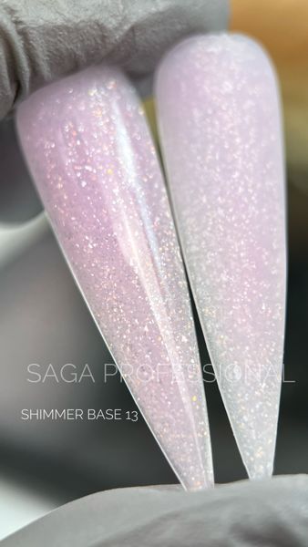 SAGA professional Shimmer Base New 13 (рожевий із шиммером), 15 мл фото