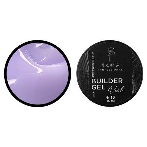 Гель для нарощування Saga Professional Builder Gel Veil 16 молочний з бузковим підтоном Гель для нарощування Saga Professional Builder Gel Veil 16 молочний з бузковим підтоном фото