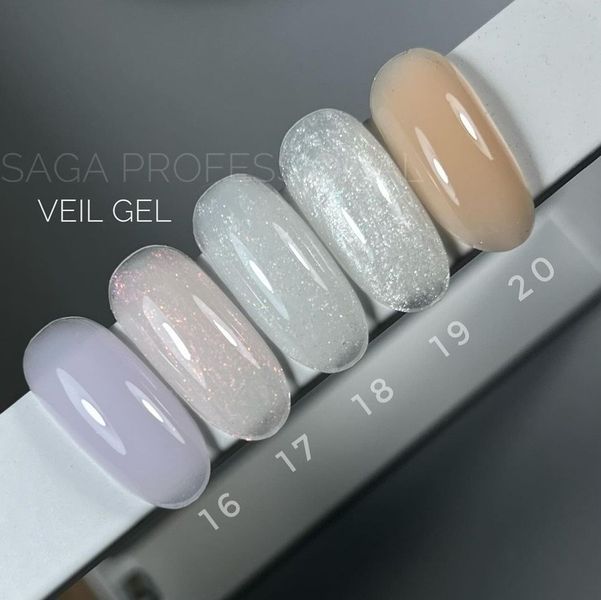 Гель для нарощування Saga Professional Builder Gel Veil 16 молочний з бузковим підтоном фото