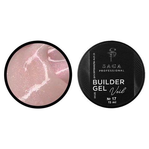 Гель для нарощування Saga Professional Builder Gel Veil 17 рожеві перли з перламутром та шимером Гель для нарощування Saga Professional Builder Gel Veil 17 рожеві перли з перламутром та шимером фото