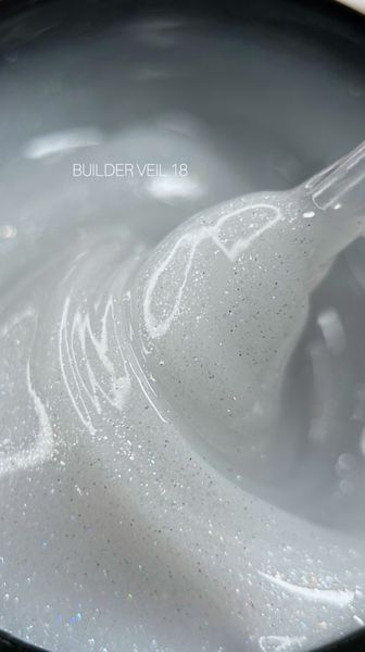 Гель для нарощування Saga Professional Builder Gel Veil 18 молочні перли з перламутром та шимером. 15 мл  фото