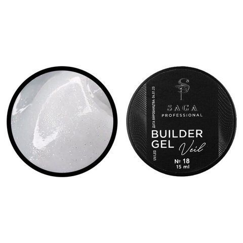 Гель для нарощування Saga Professional Builder Gel Veil 18 молочні перли з перламутром та шимером. 15 мл  Гель для нарощування Saga Professional Builder Gel Veil 18 молочні перли з перламутром та шимером. 15 мл  фото