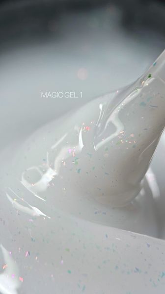 Гель для нарощування Saga Professional Magic Builder Gel 01. молочний з кольоровими пластівцями поталі. 15 мл ель для нарощування Saga Professional Magic Builder Gel 01. молочний з кольоровими пластівцями поталі. 15 мл фото