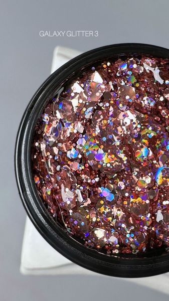 SAGA professional Galaxy glitter 03 (прозорий з персиково-рожевими блискітками), 8 мл SAGA professional Galaxy glitter 03 (прозорий з персиково-рожевими блискітками), 8 мл фото