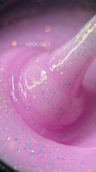Гель для нарощування Saga Professional Magic Builder Gel 03. рожевий з кольоровими пластівцями поталі. 15 мл фото