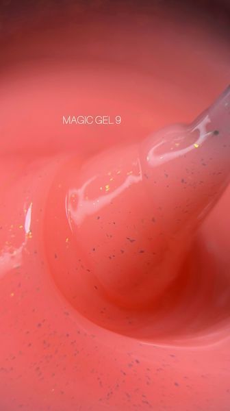 Гель для нарощування Saga Professional Magic Builder Gel 09. рожевий персик з пластівцями поталі. 15 мл  фото