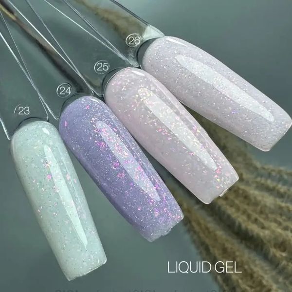 Рідкий гель SAGA Liquid Gel №25 напівпрозорий ніжно-рожевий з блискітками, 15 мл Рідкий гель SAGA Liquid Gel №25 напівпрозорий ніжно-рожевий з блискітками, 15 мл фото