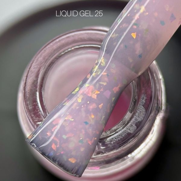 SAGA Professional LIQUID GEL №25 Гель для наращивания розовый 15 мл до 120 дней Рідкий гель SAGA Liquid Gel №25 напівпрозорий ніжно-рожевий з блискітками, 15 мл фото
