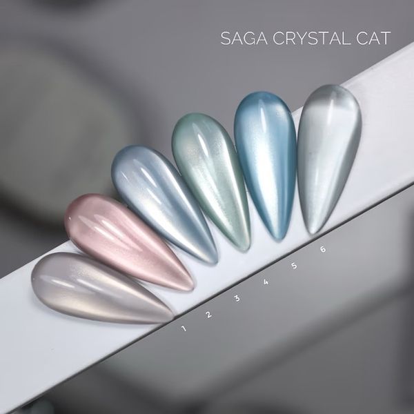 SAGA гель лак кошачий глаз Crystal Cat №2 светло персиковый светоотражающий 10 мл SAGA гель лак котяче око Crystal Cat №2 світло персиковий світловідбиваючий 10 мл фото