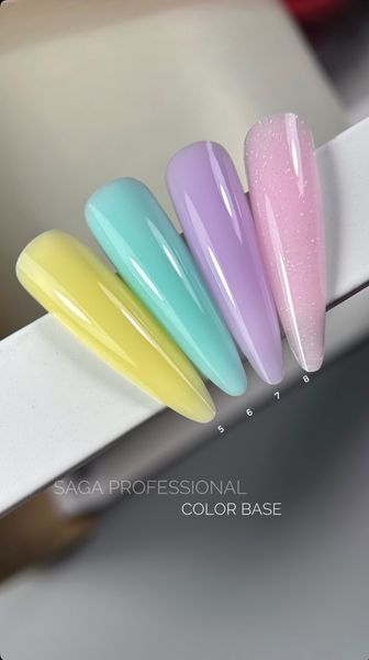 SAGA professional COLOR BASE з пензликом 8 (світло-рожевий, мікроблиск), 10 мл фото