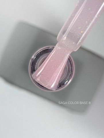 SAGA professional COLOR BASE з пензликом 8 (світло-рожевий, мікроблиск), 10 мл фото