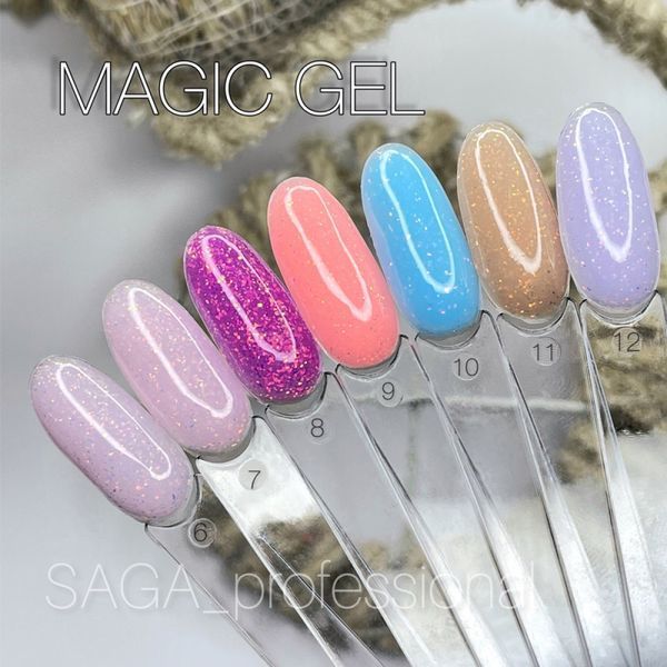 Гель для нарощування Saga Professional Magic Builder Gel 11. тілесний з пластівцями поталі. 15 мл  фото