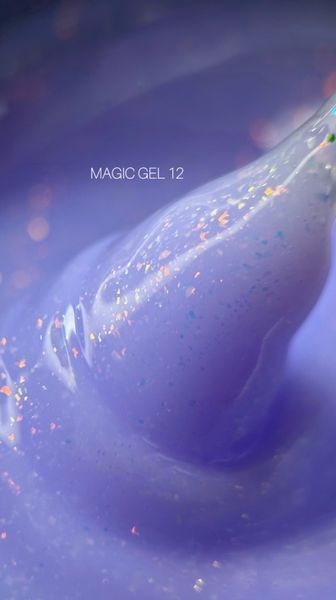Гель для нарощування Saga Professional Magic Builder Gel 12. бузковий з пластівцями поталі. 15 мл  фото