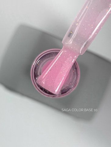 SAGA professional COLOR BASE з пензликом 10 (рожевий, мікроблиск), 10 мл фото