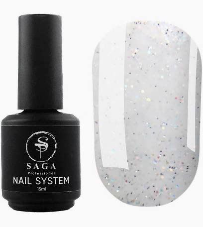 SAGA professional LIQUID GEL 29 (белый с блестками, светоотражающий), 15 мл Рідкий гель для нарощування Saga Liquid Gel №29 15 мл  фото