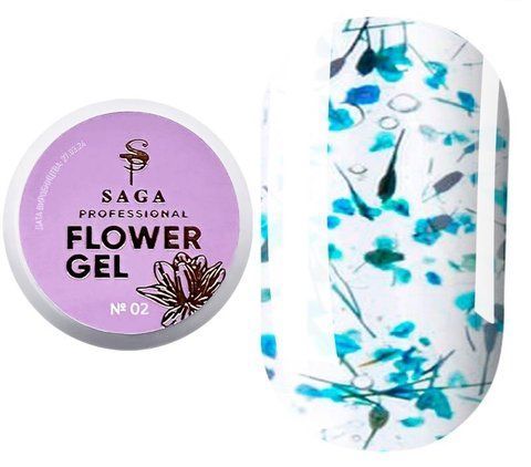 SAGA professional Квітковий гель 2 із сухоцвітом (бірюзовий), 5 мл SAGA professional Квітковий гель 2 із сухоцвітом (бірюзовий), 5 мл фото